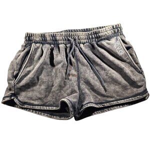 CVG Shorts Washed Black sweat Womens L Cotton Polyester Blend Drawstring Pockets